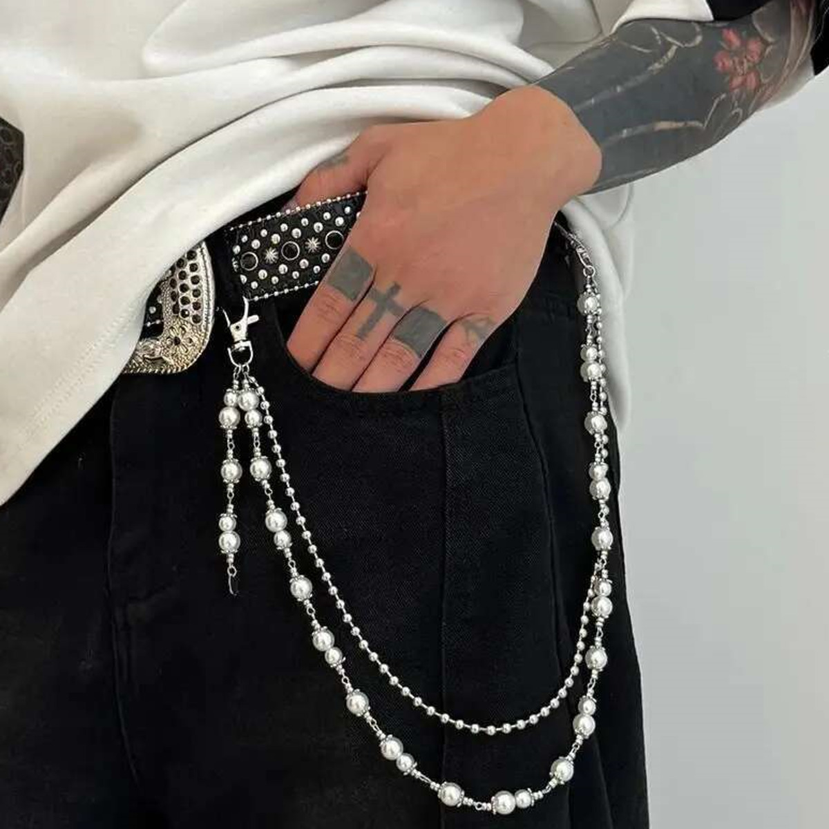 Body Jewelry Charms - Salircon Punk Multilayer Imitation Pearl Charm