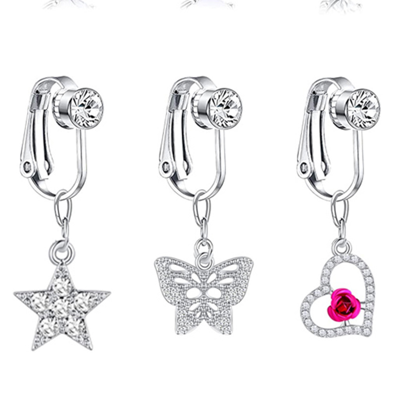 Body Jewelry Cartilage Earrings - Belly Button Nail Zircon Y2K Heart