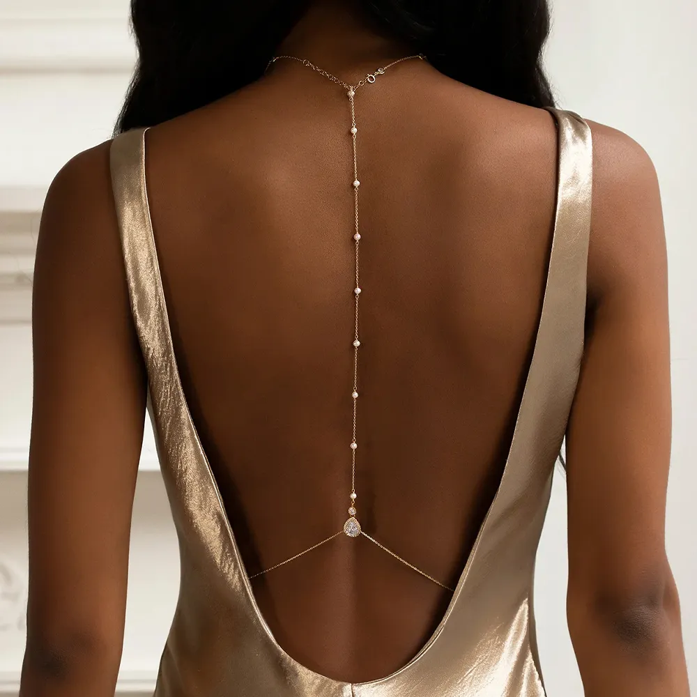 Body Jewelry Charms - Fashion Bridal Back Chain Jewelry Pearl