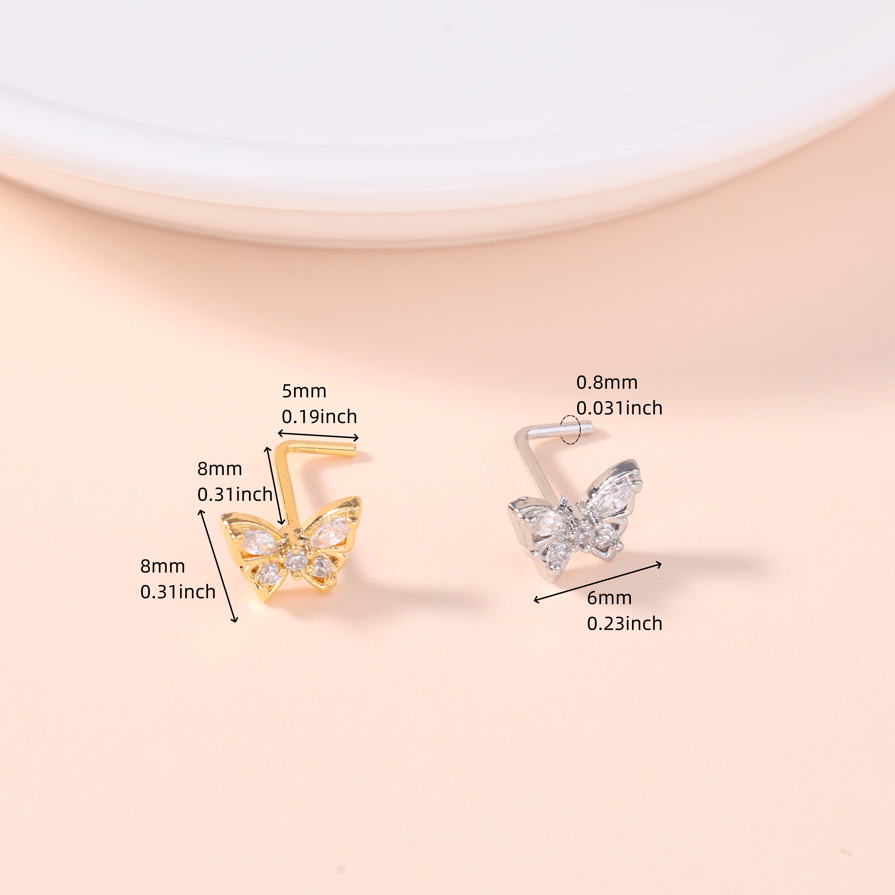 1Pcs Nose Stud Rings L Screw S - Body Jewelry And Piercing recensione e prezzo