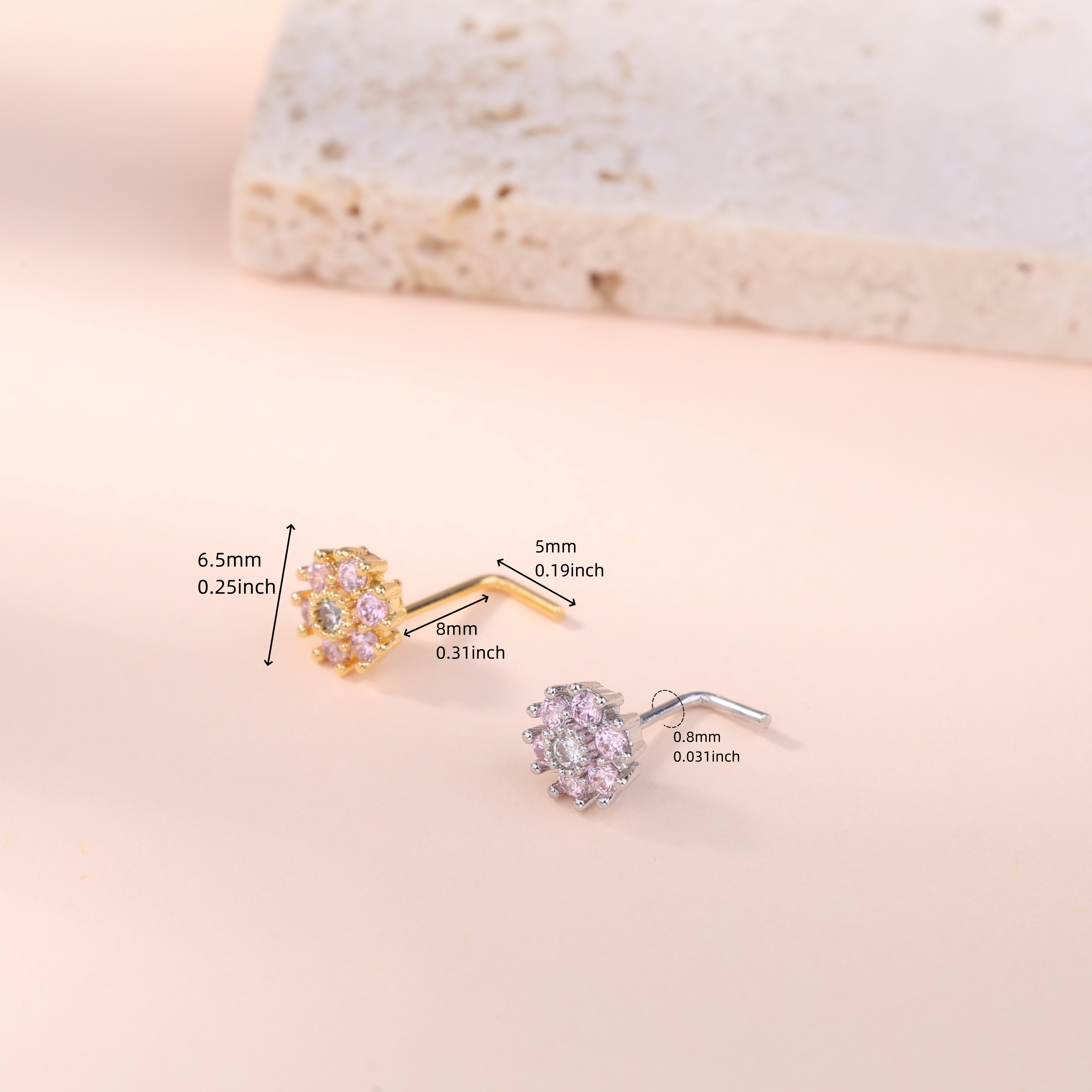 1Pcs Nose Stud Rings L Screw S - Body Jewelry And Piercing recensione e prezzo