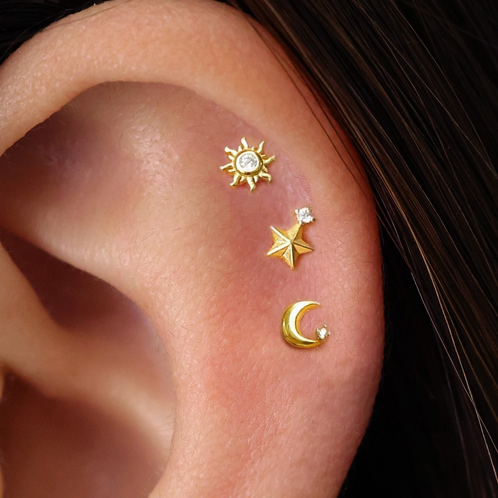 1PC Stainless Steel Star Moon  - Body Jewelry Cartilage Earrings recensione e prezzo