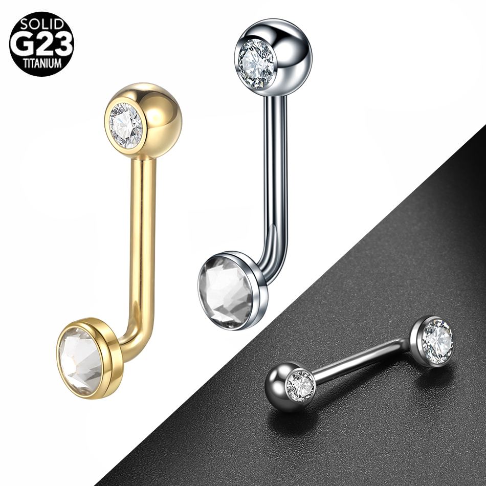 1PC G23 Titanium CZ Curved Bar - Body Jewelry Vch recensione e prezzo
