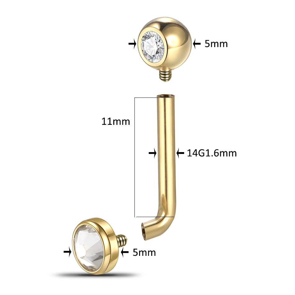 1PC G23 Titanium CZ Curved Bar - Body Jewelry Vch recensione e prezzo