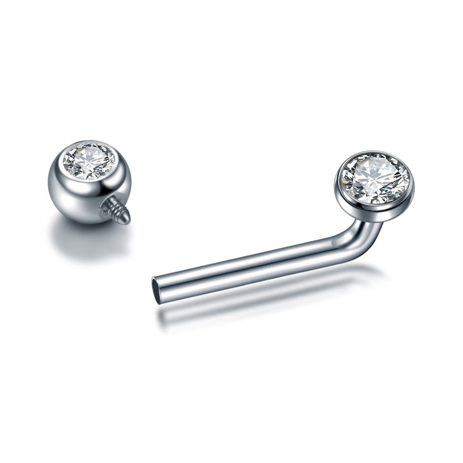 1PC G23 Titanium CZ Curved Bar - Body Jewelry Vch recensione e prezzo