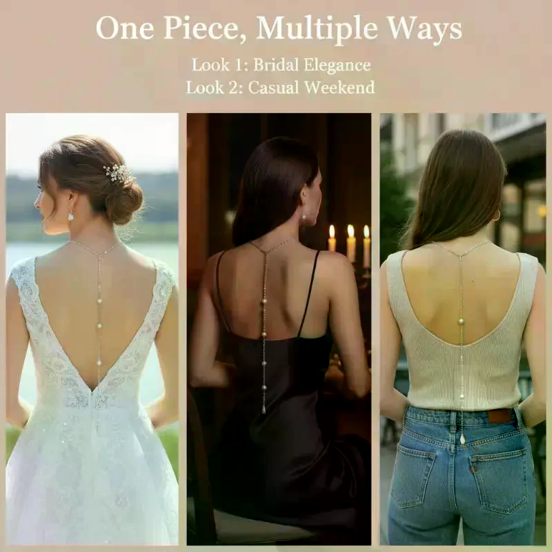 Sparkly Pearl Back Chain Neckl - Body Jewelry For Backless Dress recensione e prezzo