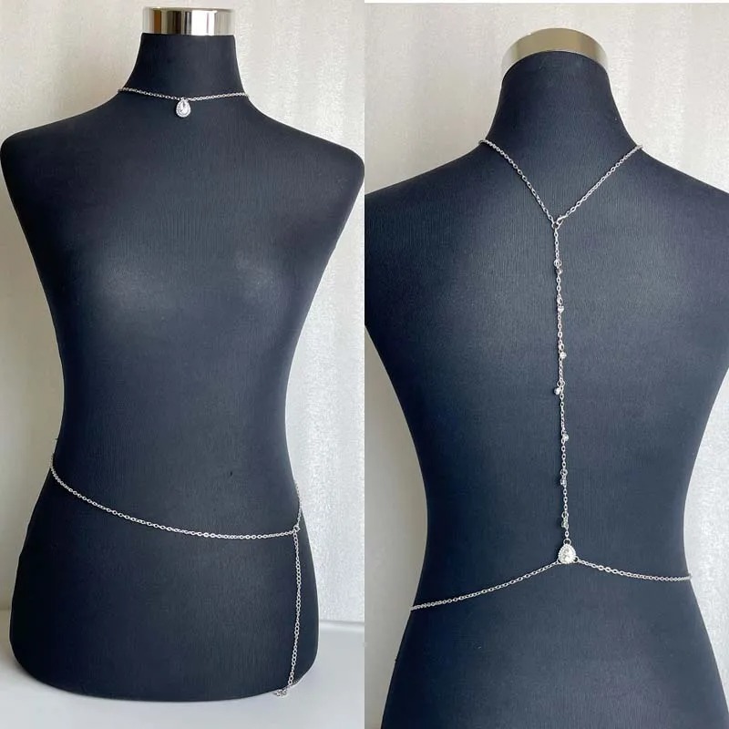 Sexy Crystal Back Chain Body J - Body Jewelry For Backless Dress recensione e prezzo