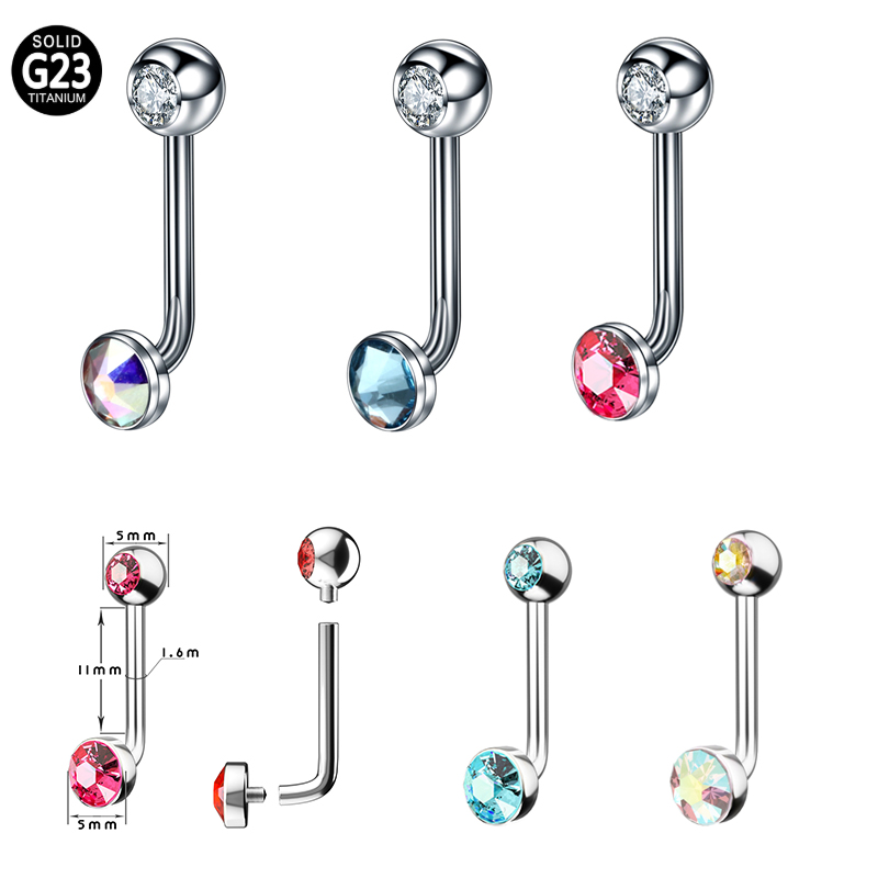 1PC F136 Titanium 14G CZ Gem P - Body Jewelry Vch recensione e prezzo