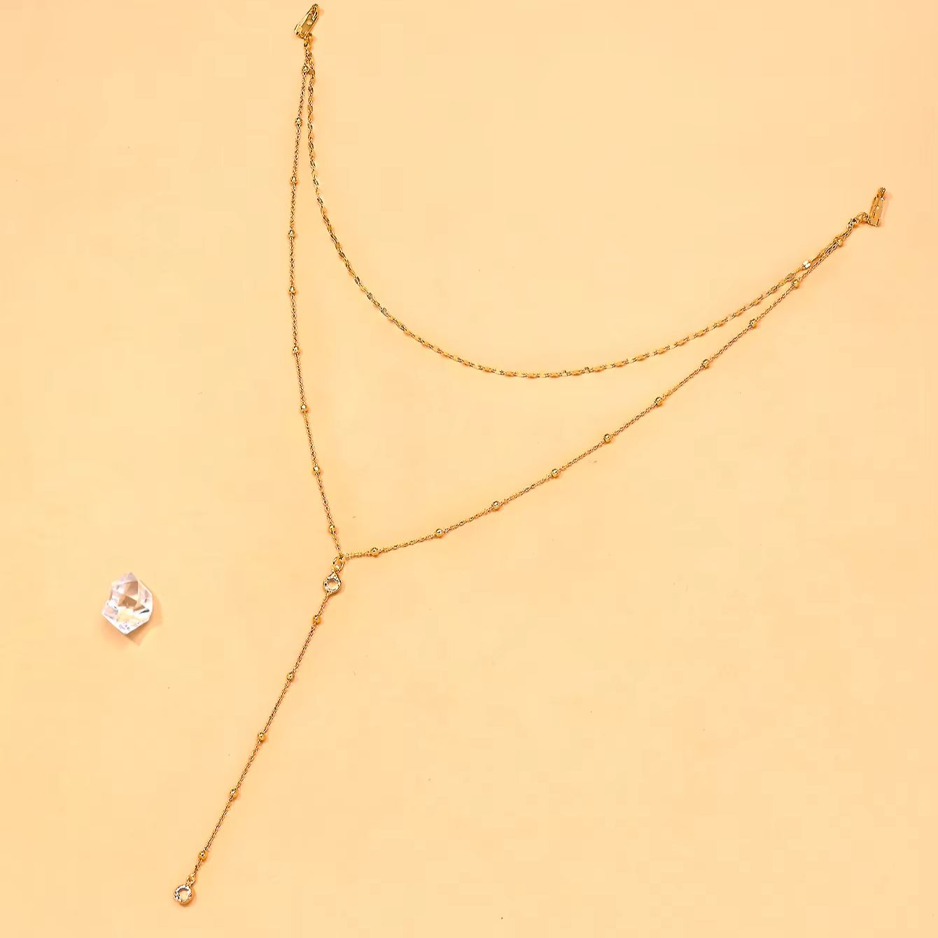 Delicate Gold Plated CZ Beaded - Body Jewelry For Backless Dress recensione e prezzo