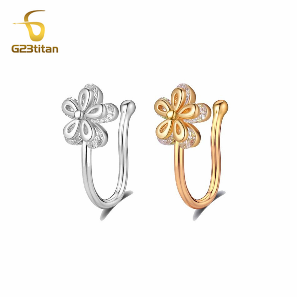 1pc Inlaid Zircon Flower Coppe - Body Jewelry Cartilage Earrings recensione e prezzo