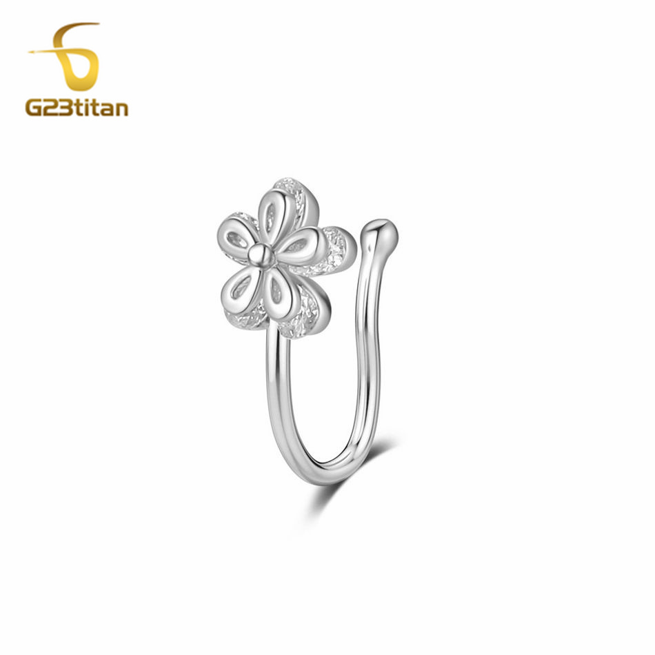1pc Inlaid Zircon Flower Coppe - Body Jewelry Cartilage Earrings recensione e prezzo