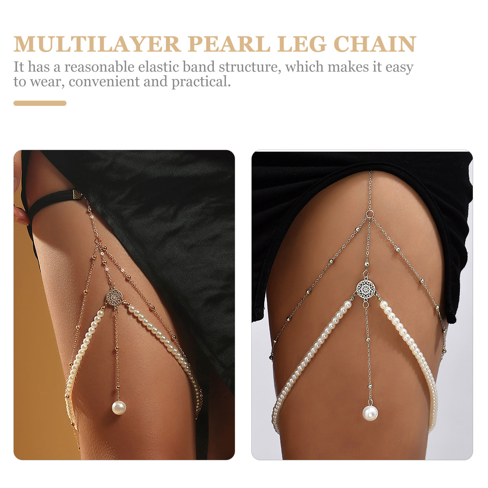Alloy Pearl Thigh Chain Elasti - Body Jewelry Charms recensione e prezzo