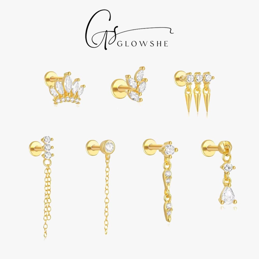 Glowshe 100% 925 Sterling Silv - Body Jewelry Cartilage Earrings recensione e prezzo