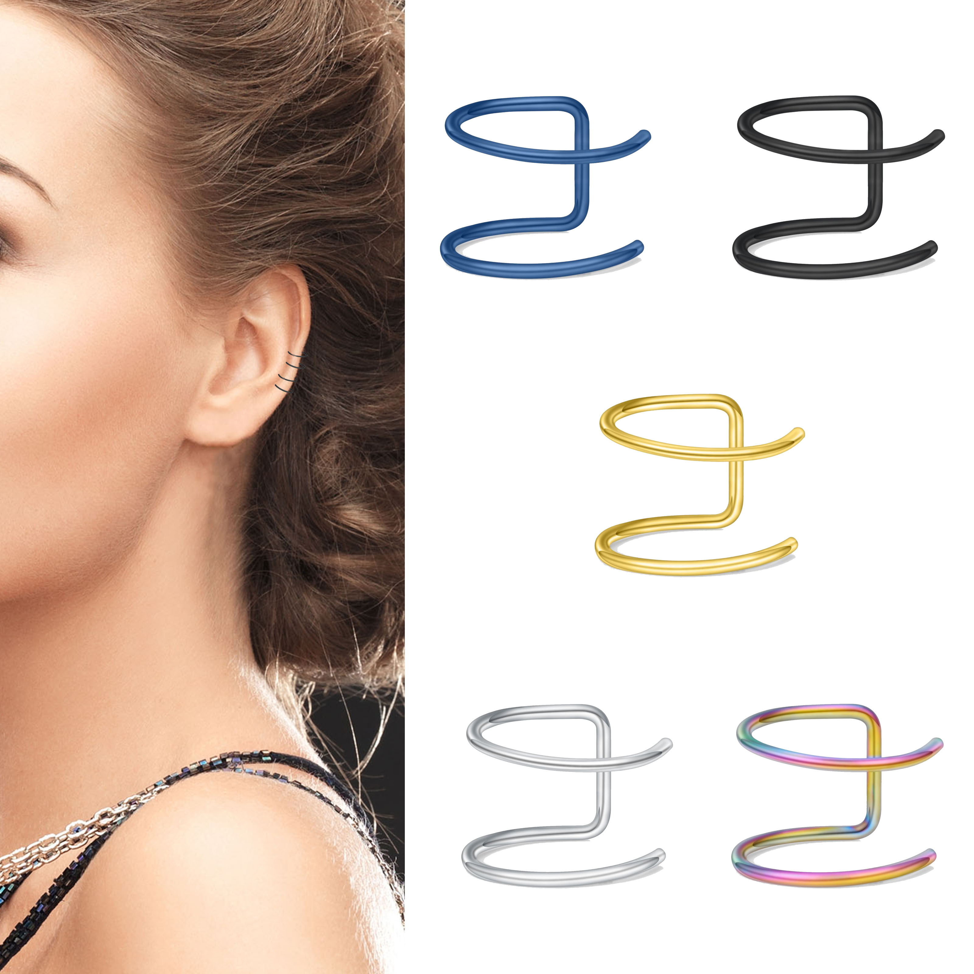 2pcs New No-Piercing Ear Cuffs - Body Jewelry Cartilage Earrings recensione e prezzo