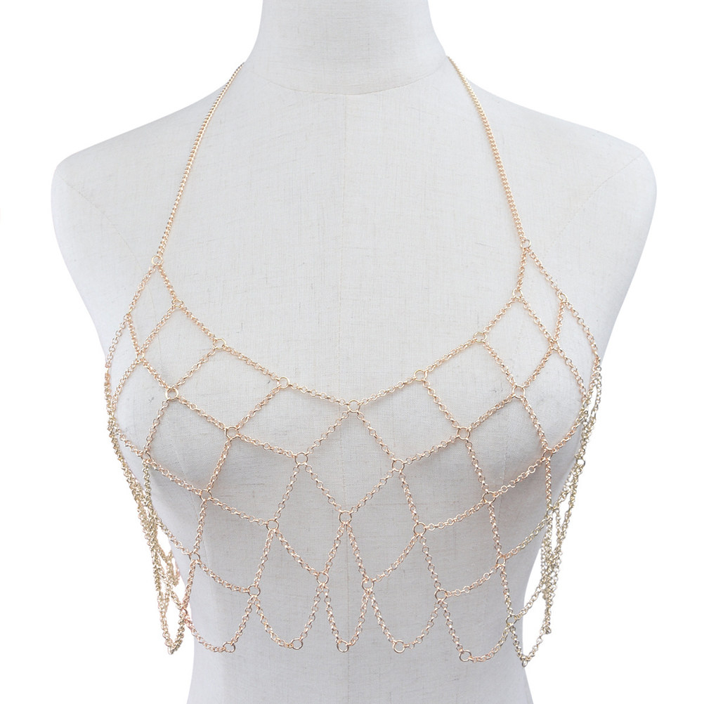 Sexy Gold Mesh Body Chain Biki - Body Jewelry For Backless Dress recensione e prezzo