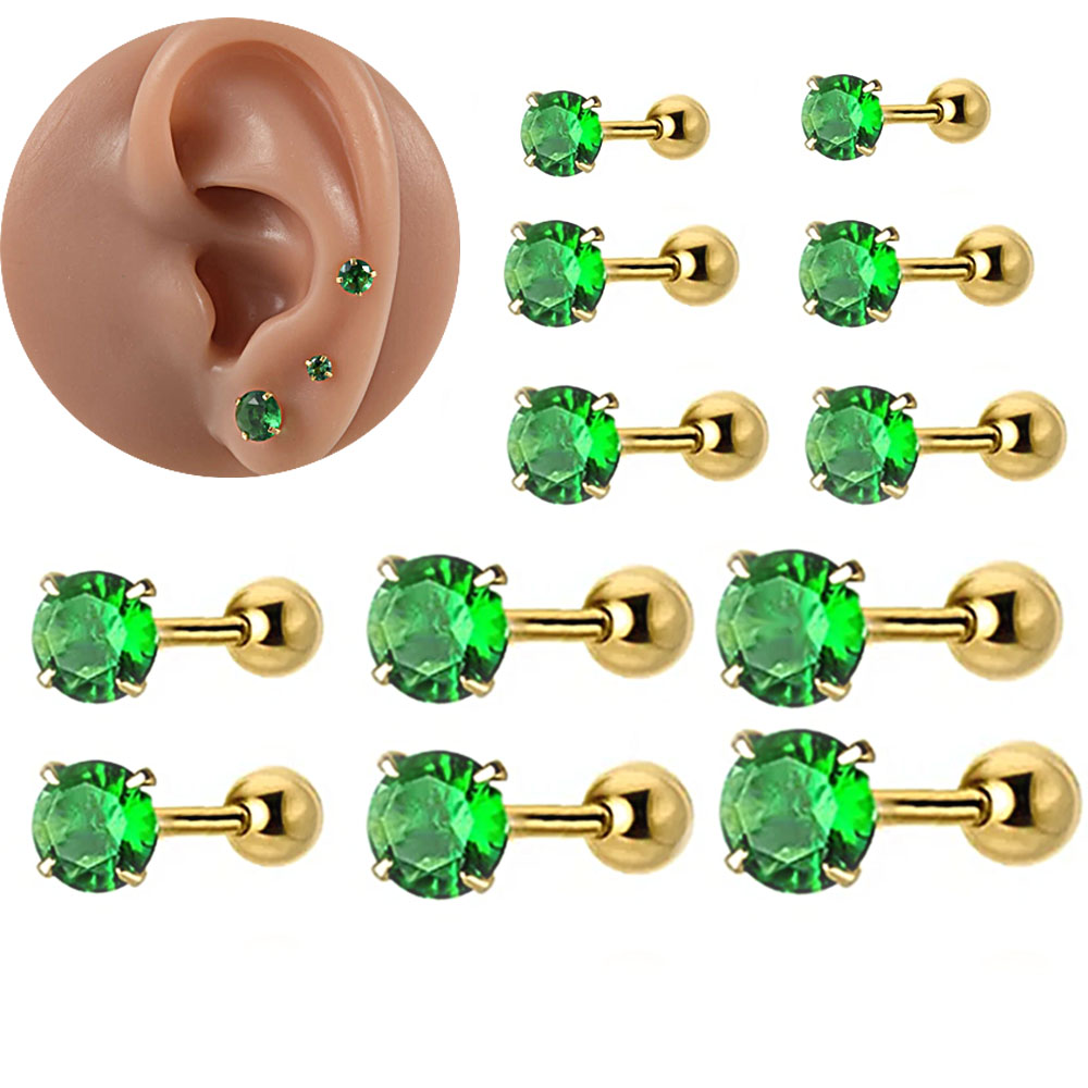 1/2pcs Stainless Steel Green Z - Body Jewelry Cartilage Earrings recensione e prezzo